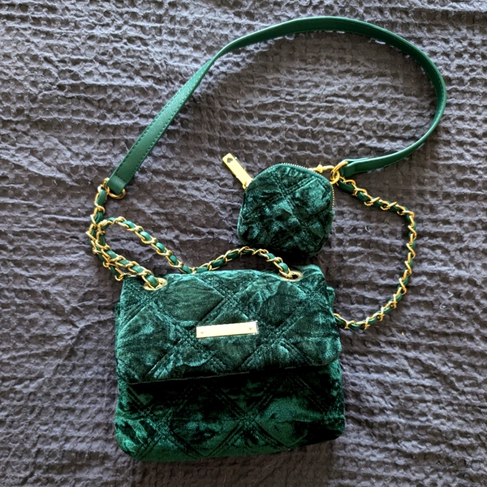 Betsey Johnson Quilted Velvet bag NWOT